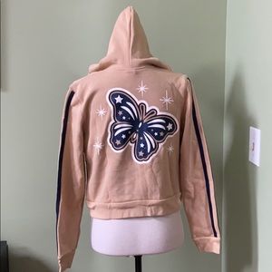 Jr. Hoodie fleece lined red white blue butterfly